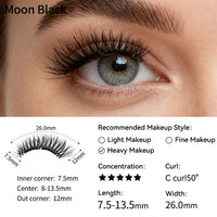 Magnetic False Eyelashes – Moon Black Reusable Natural Wispy Lashes with Storage Case