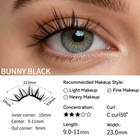 Bunny Black magnetic lashes size guide