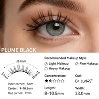 Delicate Black magnetic lashes size guide