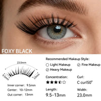 Foxy Black magnetic lashes size guide