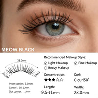 Meow Black magnetic lashes size guide