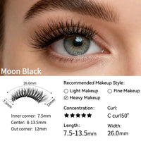 Moon Black magnetic lashes size guide